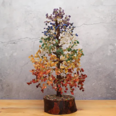 CRYSTAL TREE WITH WOODEN BASE