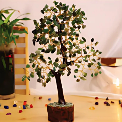 CRYSTAL TREE WITH WOODEN RAW BASE